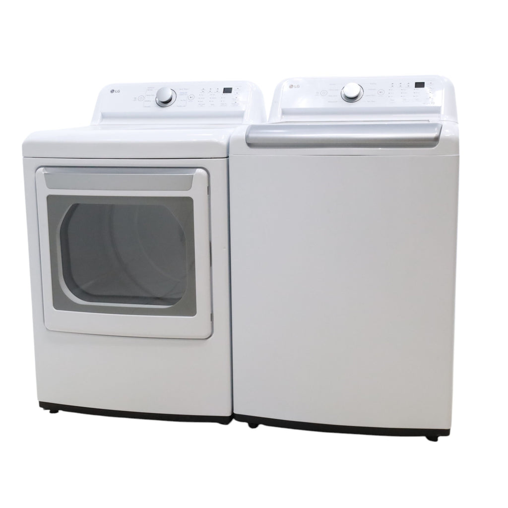 LG 5.0 cu. ft. Mega Capacity ENERGY STAR Top Load Washer with TurboDrum Technology and ENERGY STAR LG 7.3 cu. ft. Ultra Large Capacity Gas Dryer with Aluminized Alloy Steel Drum- Open Box
