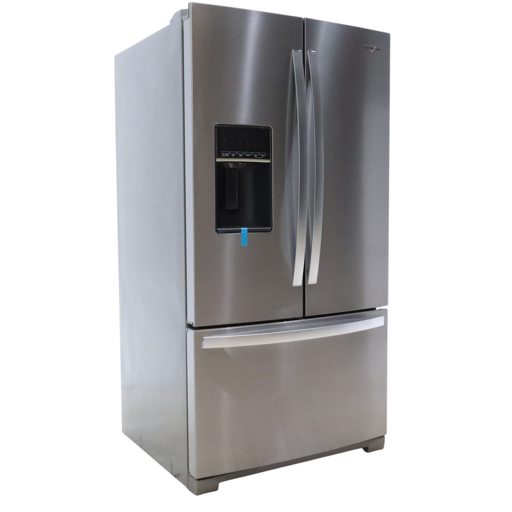 Pictures of Fingerprint-Resistant Stainless Steel ENERGY STAR Whirlpool 26.8 cu. ft. Door 3 French Door Refrigerator with Dual Ice Makers - Open Box - Neu Appliance Outlet - Discount Appliance Outlet in Austin, Tx