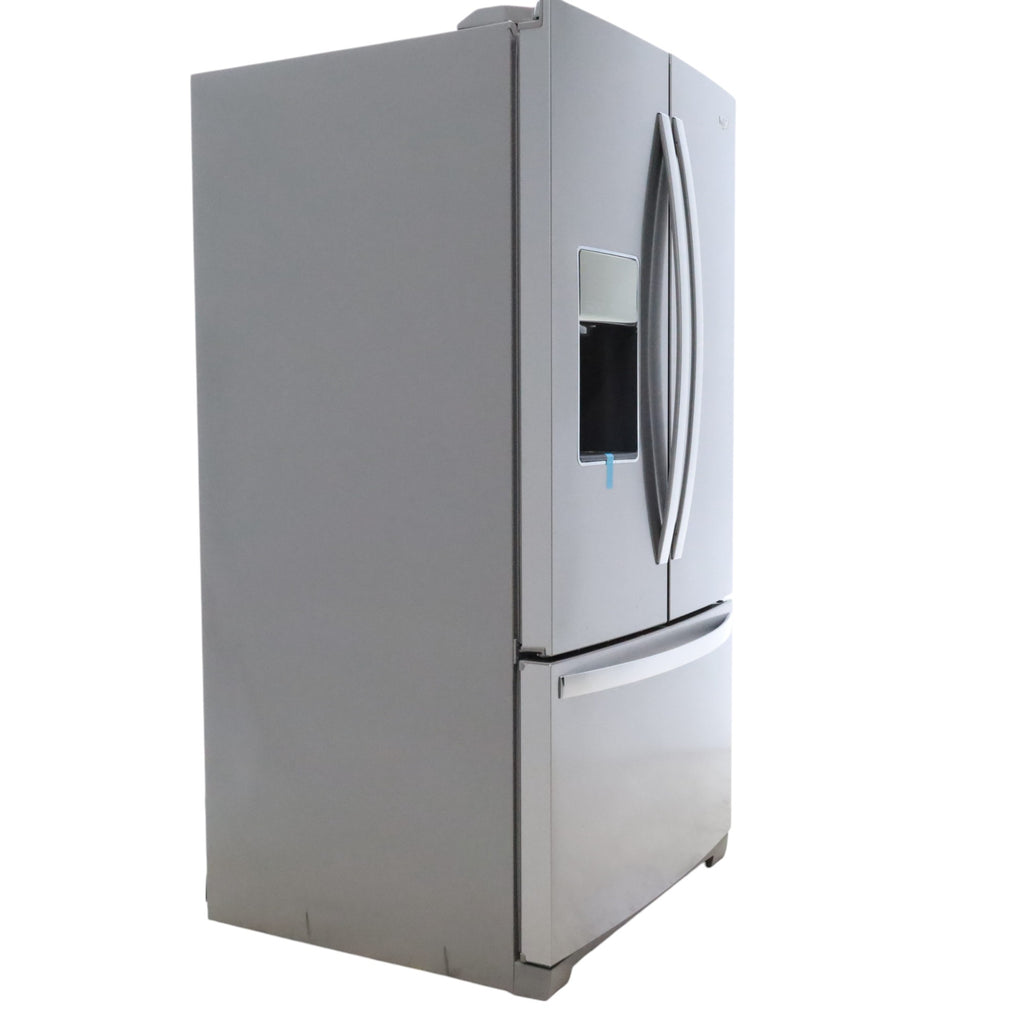 Pictures of Fingerprint-Resistant Stainless Steel ENERGY STAR Whirlpool 26.8 cu. ft. Door 3 French Door Refrigerator with Dual Ice Makers - Open Box - Neu Appliance Outlet - Discount Appliance Outlet in Austin, Tx