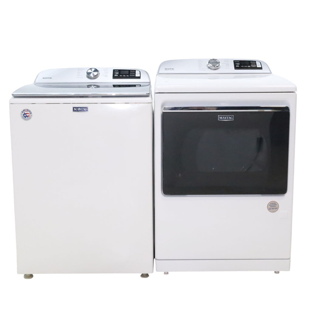 Pictures of Maytag 4.7 cu. ft. Smart Top Load Washing Machine with Extra Power Button and Deep Fill option and Maytag Smart 7.4 cu ft ENERGY STAR STEAM Gas Dryer with Extra Power Button and Advanced Moisture Sensing - Scratch & Dent - Minor - Neu Appliance Outlet - Discount Appliance Outlet in Austin, Tx