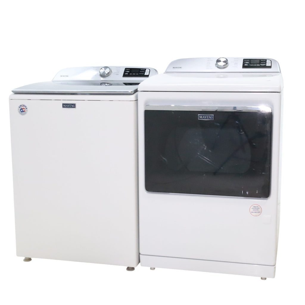 Pictures of Maytag 4.7 cu. ft. Smart Top Load Washing Machine with Extra Power Button and Deep Fill option and Maytag Smart 7.4 cu ft ENERGY STAR STEAM Gas Dryer with Extra Power Button and Advanced Moisture Sensing - Scratch & Dent - Minor - Neu Appliance Outlet - Discount Appliance Outlet in Austin, Tx