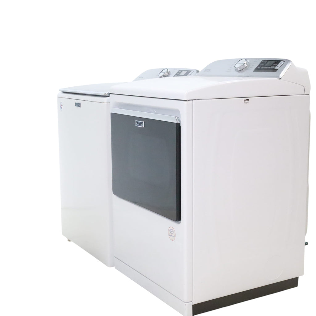 Pictures of Maytag 4.7 cu. ft. Smart Top Load Washing Machine with Extra Power Button and Deep Fill option and Maytag Smart 7.4 cu ft ENERGY STAR STEAM Gas Dryer with Extra Power Button and Advanced Moisture Sensing - Scratch & Dent - Minor - Neu Appliance Outlet - Discount Appliance Outlet in Austin, Tx