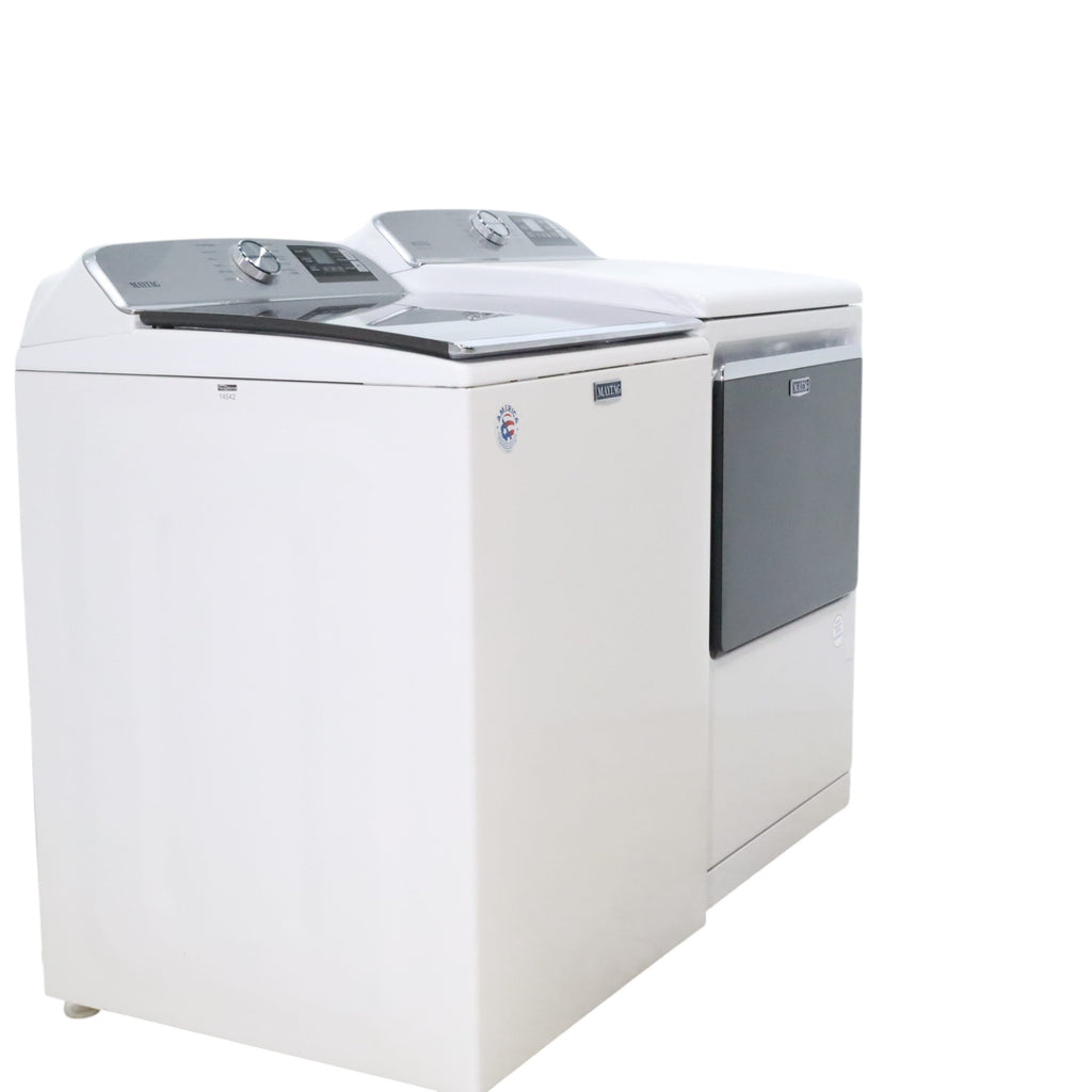 Maytag 4.7 cu. ft. Smart Top Load Washing Machine with Extra Power Button and Deep Fill option and  Maytag Smart 7.4 cu ft ENERGY STAR STEAM Gas Dryer with Extra Power Button and Advanced Moisture Sensing - Scratch & Dent - Minor