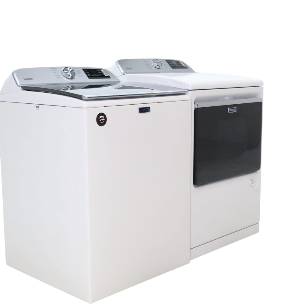 Maytag 4.7 cu. ft. Smart Top Load Washing Machine with Extra Power Button and Deep Fill option and  Maytag Smart 7.4 cu ft ENERGY STAR STEAM Gas Dryer with Extra Power Button and Advanced Moisture Sensing - Scratch & Dent - Minor