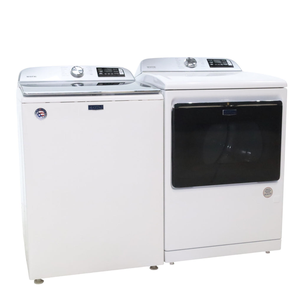 Maytag 4.7 cu. ft. Smart Top Load Washing Machine with Extra Power Button and Deep Fill option and  Maytag Smart 7.4 cu ft ENERGY STAR STEAM Gas Dryer with Extra Power Button and Advanced Moisture Sensing - Scratch & Dent - Minor