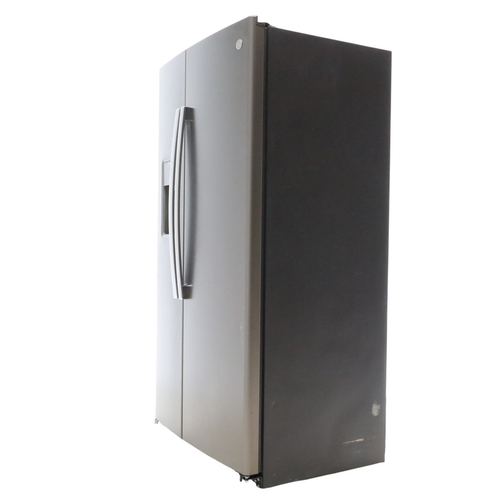 Pictures of Ge Counter Depth Fingerprint Resistant Slate 21.8 cu ft Capacity Side by Side Refrigerator with Advanced Water Filtration - Scratch & Dent - Minor - Neu Appliance Outlet - Discount Appliance Outlet in Austin, Tx