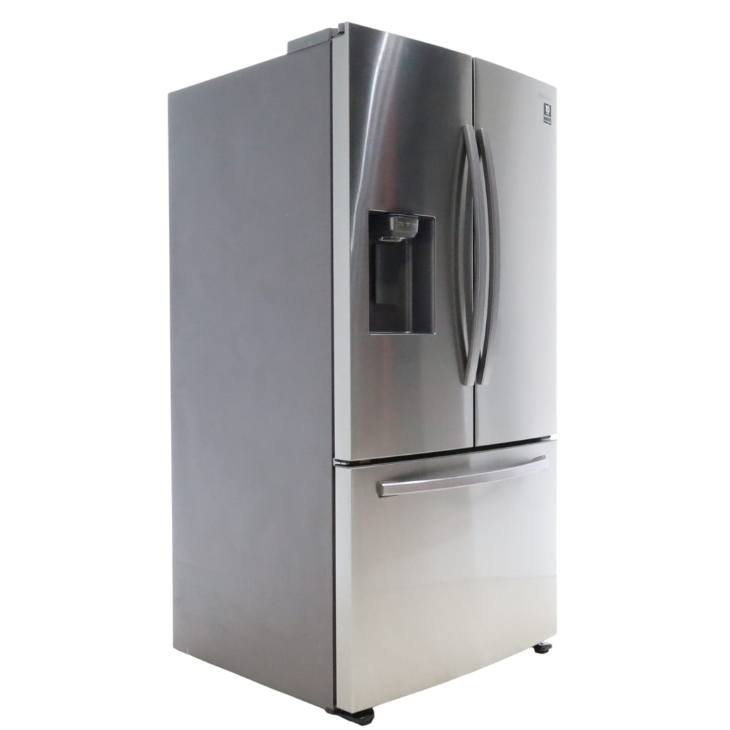 Fingerprint Resistant Stainless Steel ENERGY STAR Samsung 27 cu. ft. 3 Door French Door Refrigerator with Exterior Water and Ice Dispenser - Certified Refurbished