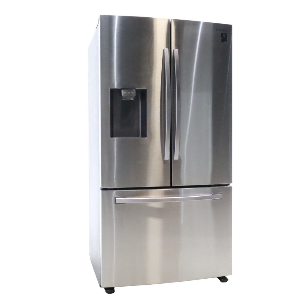 Fingerprint Resistant Stainless Steel ENERGY STAR Samsung 27 cu. ft. 3 Door French Door Refrigerator with Exterior Water and Ice Dispenser - Certified Refurbished