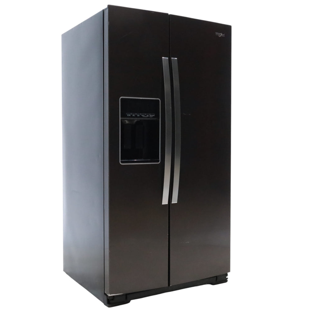 Black Stainless Steel  Whirlpool 28.49 cu. ft. Side by Side Refrigerator with In Door Ice and Water Dispenser - Certified Refurbished