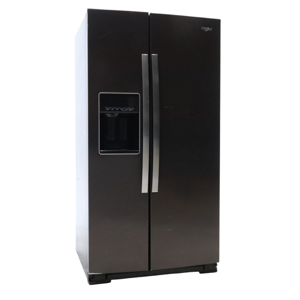 Black Stainless Steel  Whirlpool 28.49 cu. ft. Side by Side Refrigerator with In Door Ice and Water Dispenser - Certified Refurbished