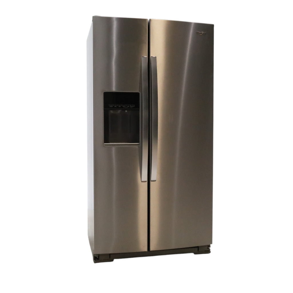 Pictures of Counter Depth Fingerprint-Resistant Stainless Steel Whirlpool 20.6 cu. ft. Side by Side Refrigerator In Door Ice and Water Dispenser - Scratch & Dent - Minor - Neu Appliance Outlet - Discount Appliance Outlet in Austin, Tx