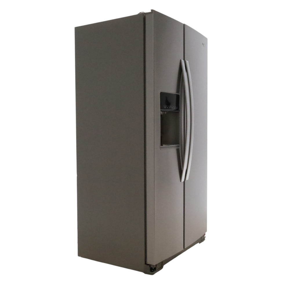 Pictures of Counter Depth Fingerprint-Resistant Stainless Steel Whirlpool 20.6 cu. ft. Side by Side Refrigerator In Door Ice and Water Dispenser - Scratch & Dent - Minor - Neu Appliance Outlet - Discount Appliance Outlet in Austin, Tx