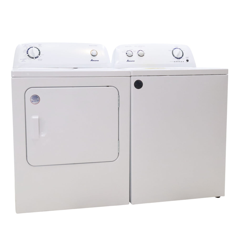 Pictures of White Amana 3.5 cu. ft. Top-Load Washer with Deep Water Wash Option and Amana 6.5 cu. ft. Electric Dryer with Wrinkle Prevent - Open Box - Neu Appliance Outlet - Discount Appliance Outlet in Austin, Tx