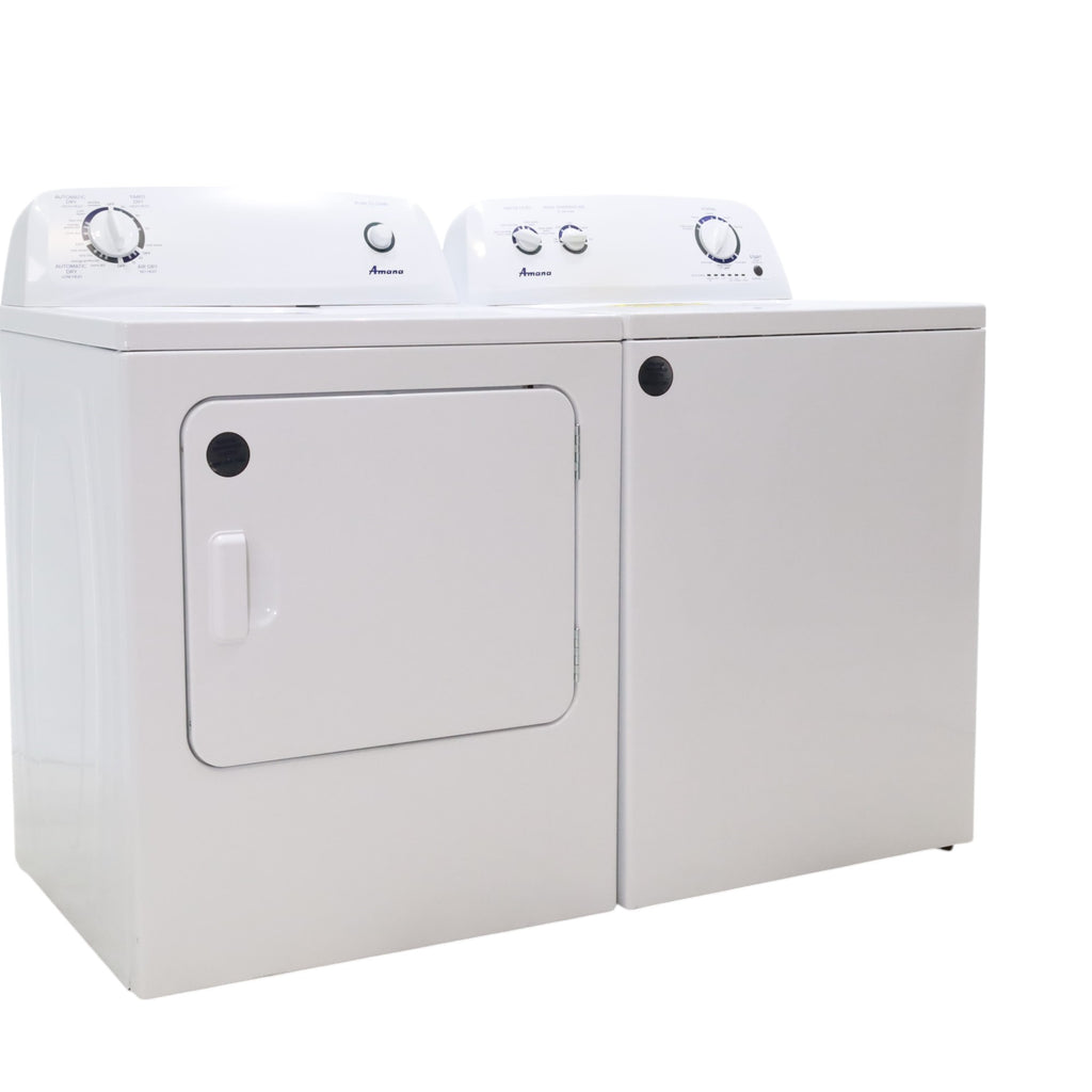 Pictures of White Amana 3.5 cu. ft. Top-Load Washer with Deep Water Wash Option and Amana 6.5 cu. ft. Electric Dryer with Wrinkle Prevent - Open Box - Neu Appliance Outlet - Discount Appliance Outlet in Austin, Tx