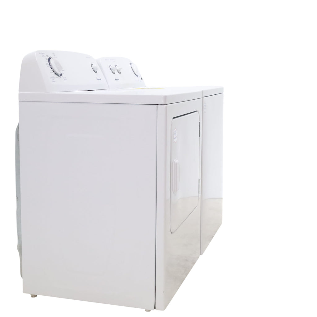 White Amana 3.5 cu. ft. Top-Load Washer with Deep Water Wash Option and Amana 6.5 cu. ft. Electric Dryer with Wrinkle Prevent - Open Box