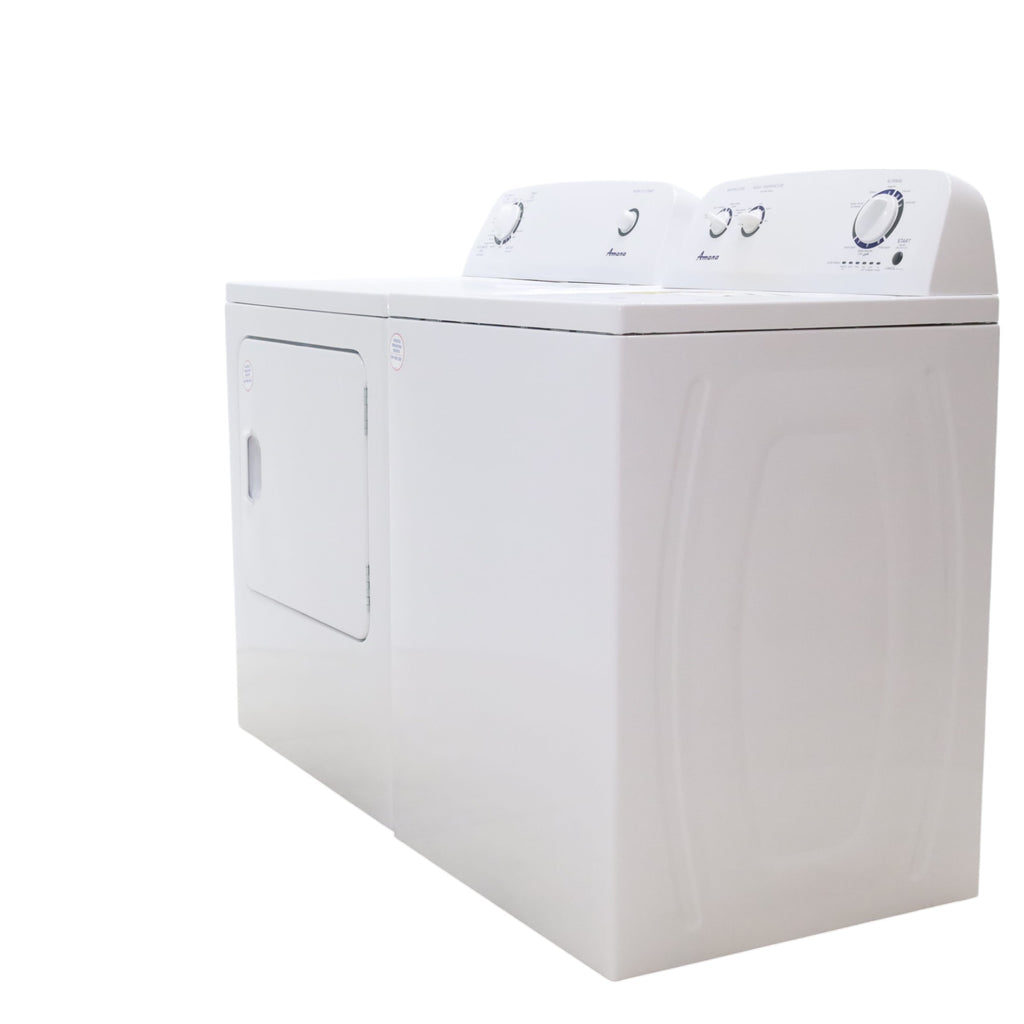 Pictures of White Amana 3.5 cu. ft. Top-Load Washer with Deep Water Wash Option and Amana 6.5 cu. ft. Electric Dryer with Wrinkle Prevent - Open Box - Neu Appliance Outlet - Discount Appliance Outlet in Austin, Tx