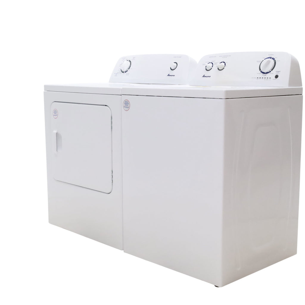 Pictures of White Amana 3.5 cu. ft. Top-Load Washer with Deep Water Wash Option and Amana 6.5 cu. ft. Electric Dryer with Wrinkle Prevent - Open Box - Neu Appliance Outlet - Discount Appliance Outlet in Austin, Tx