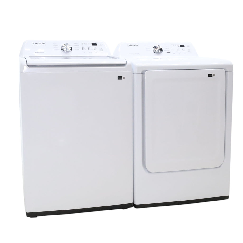 Pictures of Samsung 4.5 cu. ft. Top Load Washer With Vibration Reduction Technology and ENERGY STAR Samsung 7.4 cu. ft. Electric Dryer with Smart Care Technology - Open Box - Neu Appliance Outlet - Discount Appliance Outlet in Austin, Tx