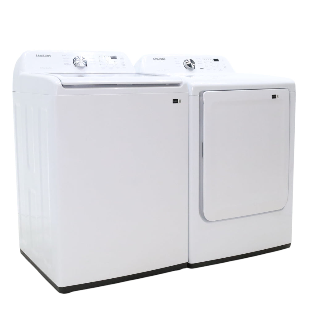 Pictures of Samsung 4.5 cu. ft. Top Load Washer With Vibration Reduction Technology and ENERGY STAR Samsung 7.4 cu. ft. Electric Dryer with Smart Care Technology - Open Box - Neu Appliance Outlet - Discount Appliance Outlet in Austin, Tx