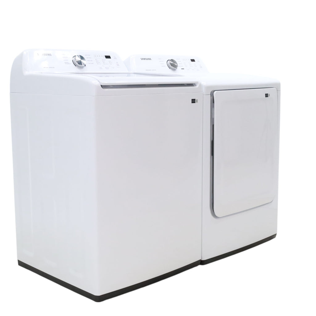 Pictures of Samsung 4.5 cu. ft. Top Load Washer With Vibration Reduction Technology and ENERGY STAR Samsung 7.4 cu. ft. Electric Dryer with Smart Care Technology - Open Box - Neu Appliance Outlet - Discount Appliance Outlet in Austin, Tx