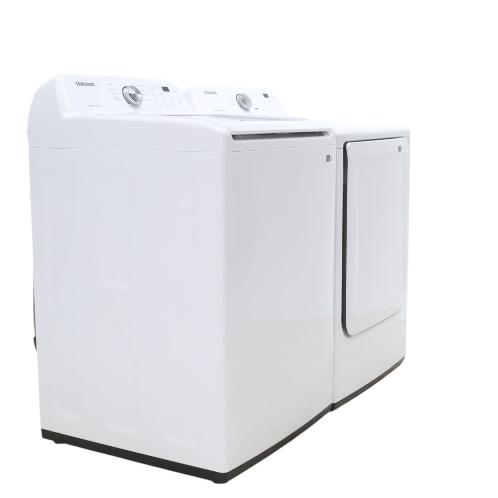 Pictures of Samsung 4.5 cu. ft. Top Load Washer With Vibration Reduction Technology and ENERGY STAR Samsung 7.4 cu. ft. Electric Dryer with Smart Care Technology - Open Box - Neu Appliance Outlet - Discount Appliance Outlet in Austin, Tx