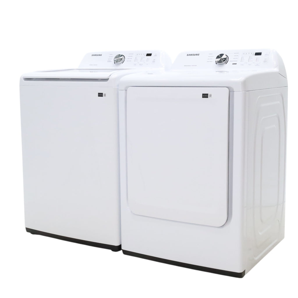 Samsung 4.5 cu. ft. Top Load Washer With Vibration Reduction Technology and ENERGY STAR Samsung 7.4 cu. ft. Electric Dryer with Smart Care Technology - Open Box