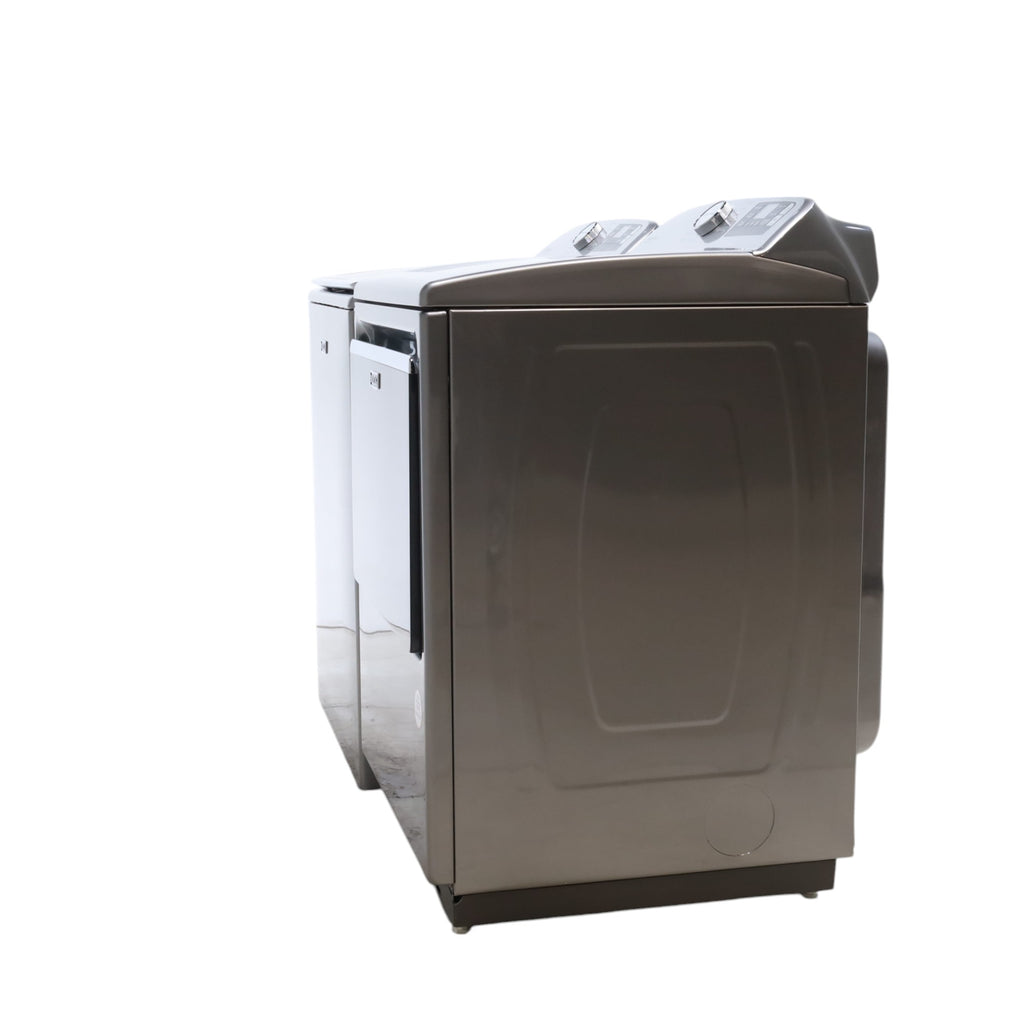 Pictures of Maytag Metallic Slate Smart Top Load 5.2 cu ft Washer with Extra Power button and Deep Fill Option and Smart 7.4 cu ft Electric Steam Dryer with Extra Power Button and Advance Moisture Sensing - Open Box - Neu Appliance Outlet - Discount Appliance Outlet in Austin, Tx