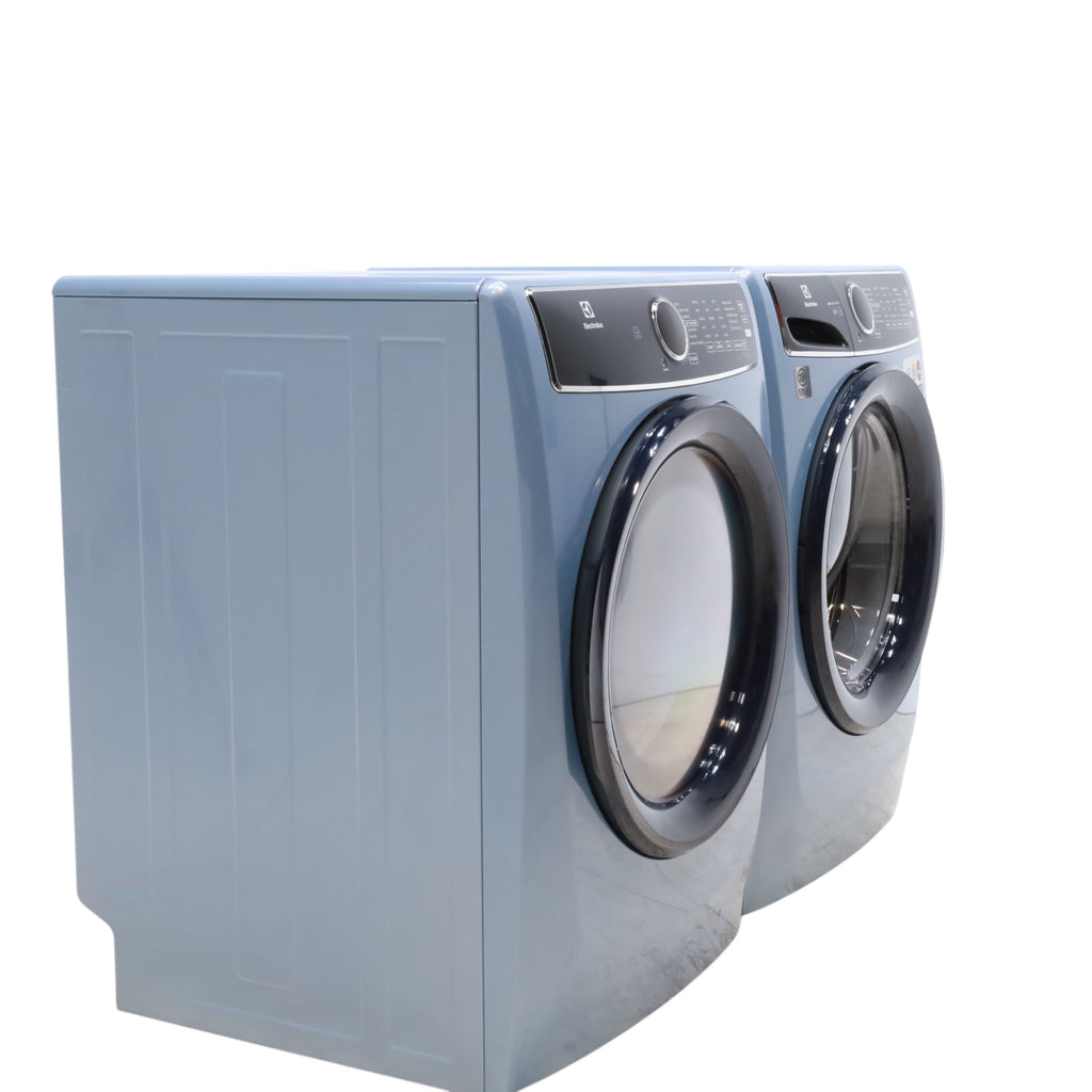 Glacier Blue Electrolux 27 in. 4.5 cu.ft. HE Front Load ENERGY STAR Washer with LuxCare Wash System 20-minutes Fast Wash and  8 cu.ft. Electric Dryer vented Front Load Perfect Steam Dryer with Instant Refresh - Open Box