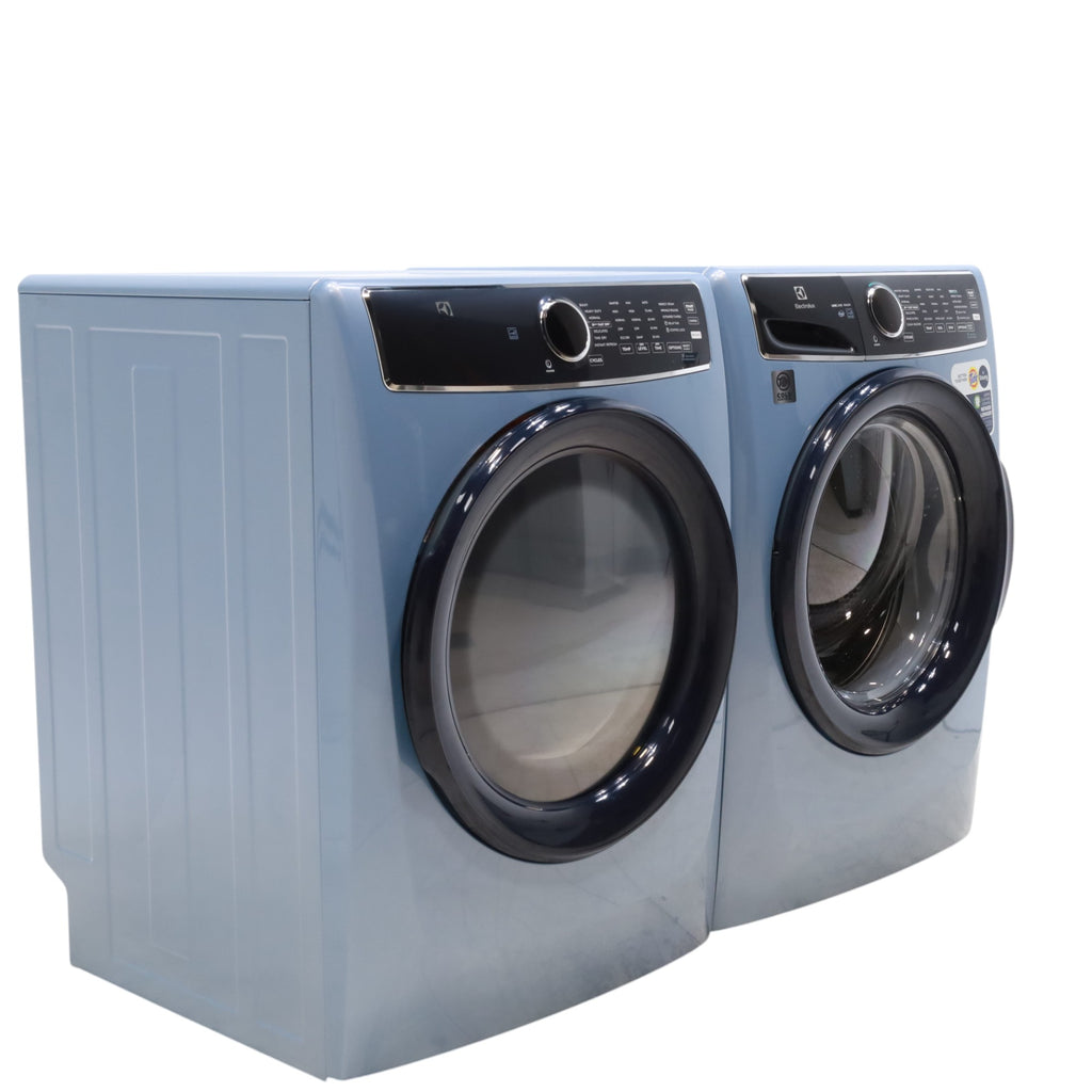 Glacier Blue Electrolux 27 in. 4.5 cu.ft. HE Front Load ENERGY STAR Washer with LuxCare Wash System 20-minutes Fast Wash and  8 cu.ft. Electric Dryer vented Front Load Perfect Steam Dryer with Instant Refresh - Open Box