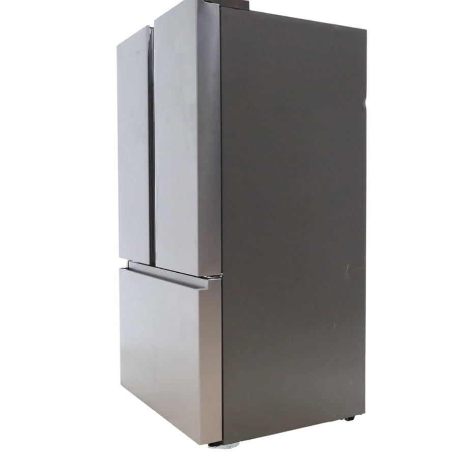 Fingerprint Resistant Brushed Steel ENERGY STAR Hisense 26.6 cu. ft. 3 Door French Door Refrigerator with Icemaker and Internal Water Dispenser - Scratch & Dent - Minor