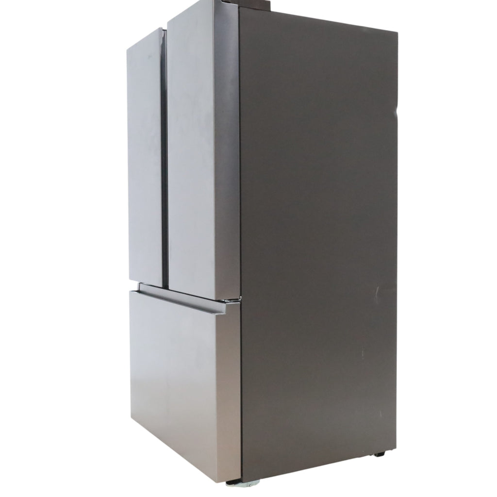 Pictures of Fingerprint Resistant Brushed Steel ENERGY STAR Hisense 26.6 cu. ft. 3 Door French Door Refrigerator with Icemaker and Internal Water Dispenser - Scratch & Dent - Minor - Neu Appliance Outlet - Discount Appliance Outlet in Austin, Tx