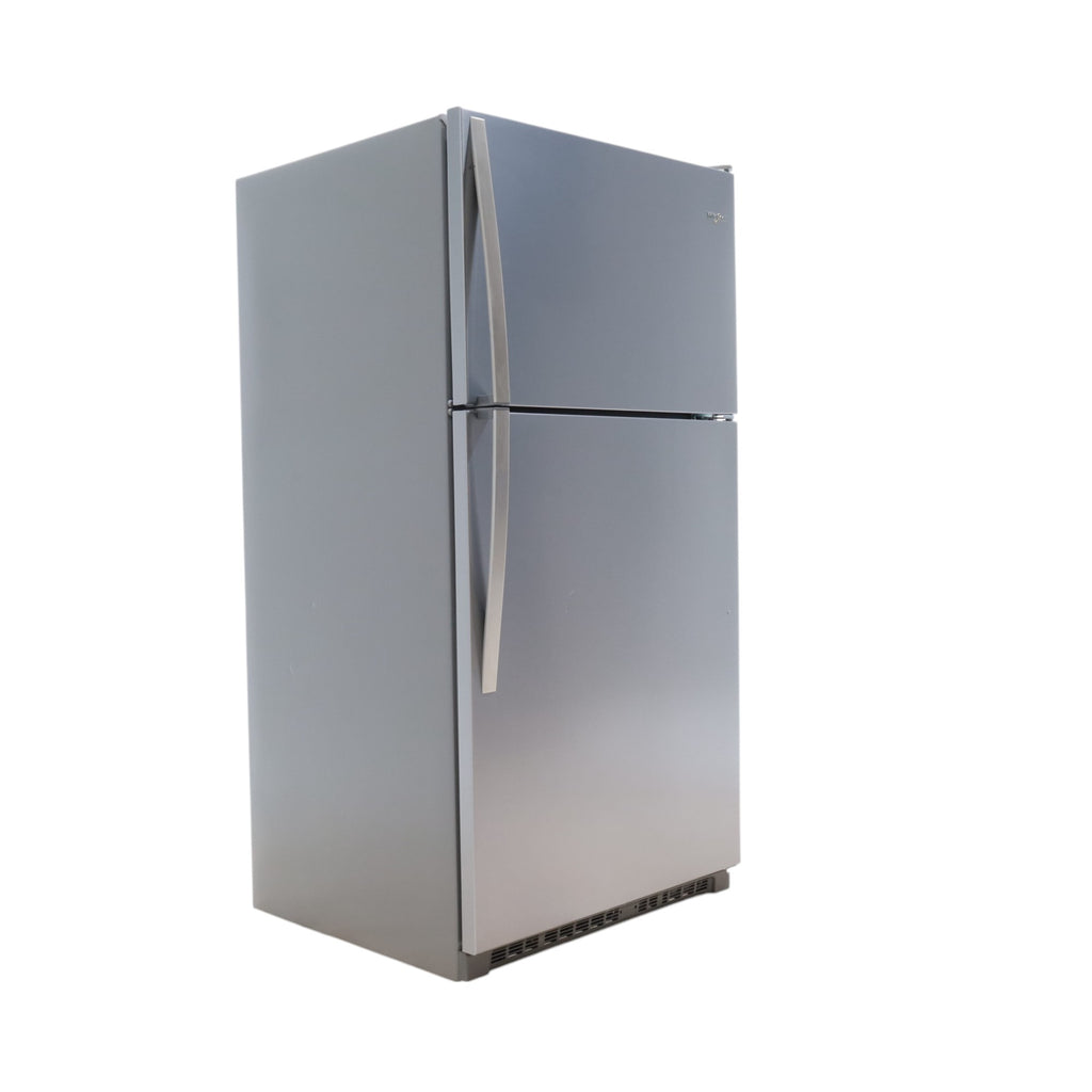 33" Wide Fingerprint-Resistant Stainless Steel Whirlpool 20.5 cu. ft. Top Freezer Refrigerator with Flexi-Slide Bin - Scratch & Dent - Minor