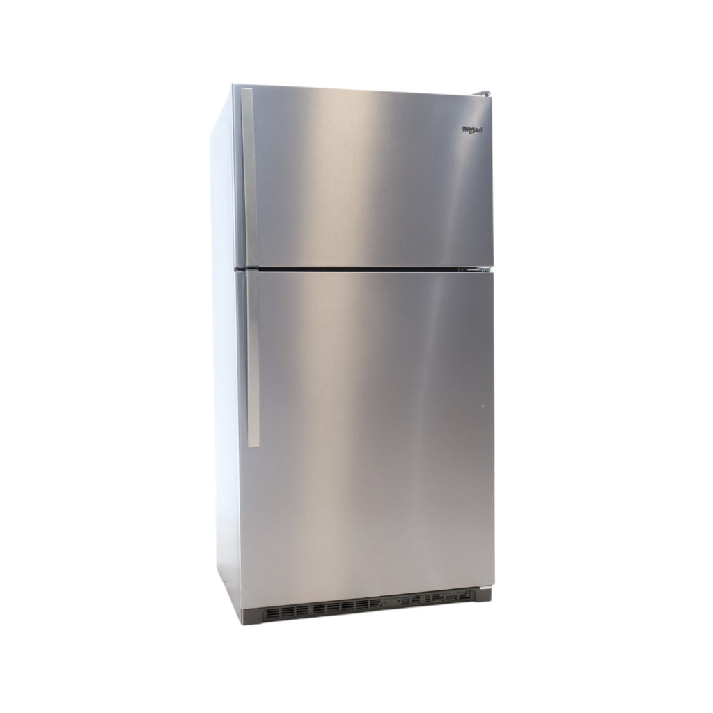 33" Wide Fingerprint-Resistant Stainless Steel Whirlpool 20.5 cu. ft. Top Freezer Refrigerator with Flexi-Slide Bin - Scratch & Dent - Minor