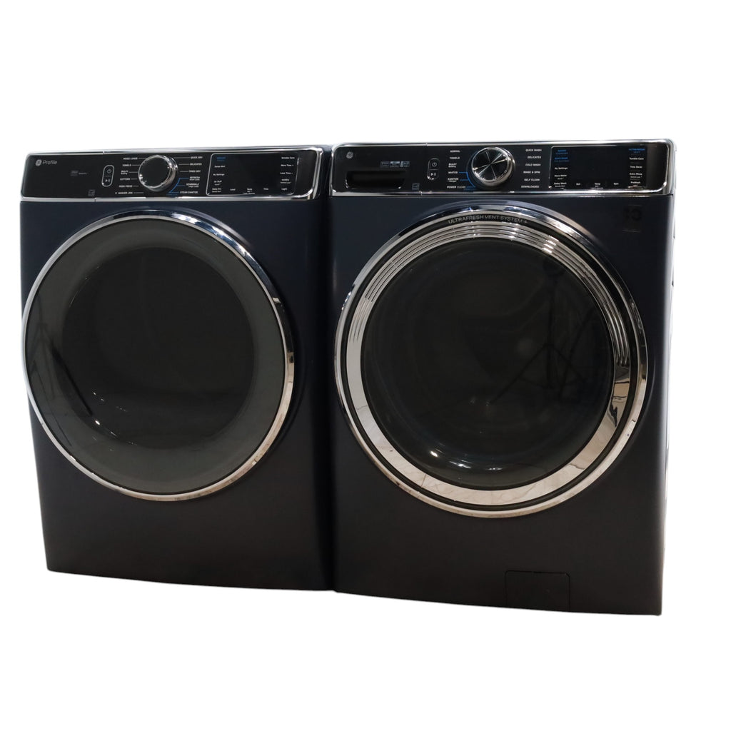 GE Profile™ Sapphire Blue 5.3 cu. ft. Capacity Smart Front Load ENERGY STAR® Washer with UltraFresh™ Vent System+ with OdorBlock™ and  GE Profile™ 7.8 cu. ft. Capacity Smart Front Load Electric Dryer with Steam and Sanitize Cycle - Scratch & Dent - Minor