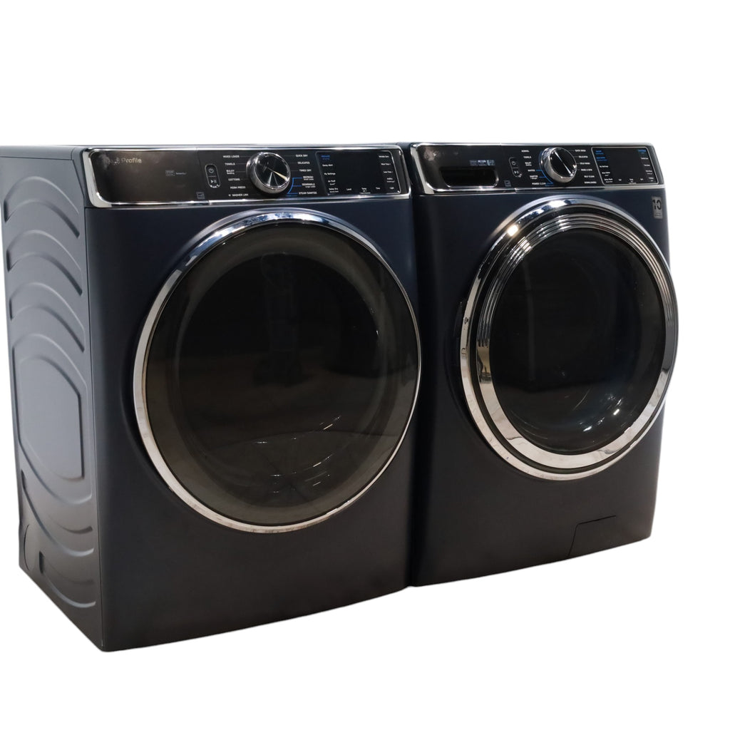 GE Profile™ Sapphire Blue 5.3 cu. ft. Capacity Smart Front Load ENERGY STAR® Washer with UltraFresh™ Vent System+ with OdorBlock™ and  GE Profile™ 7.8 cu. ft. Capacity Smart Front Load Electric Dryer with Steam and Sanitize Cycle - Scratch & Dent - Minor