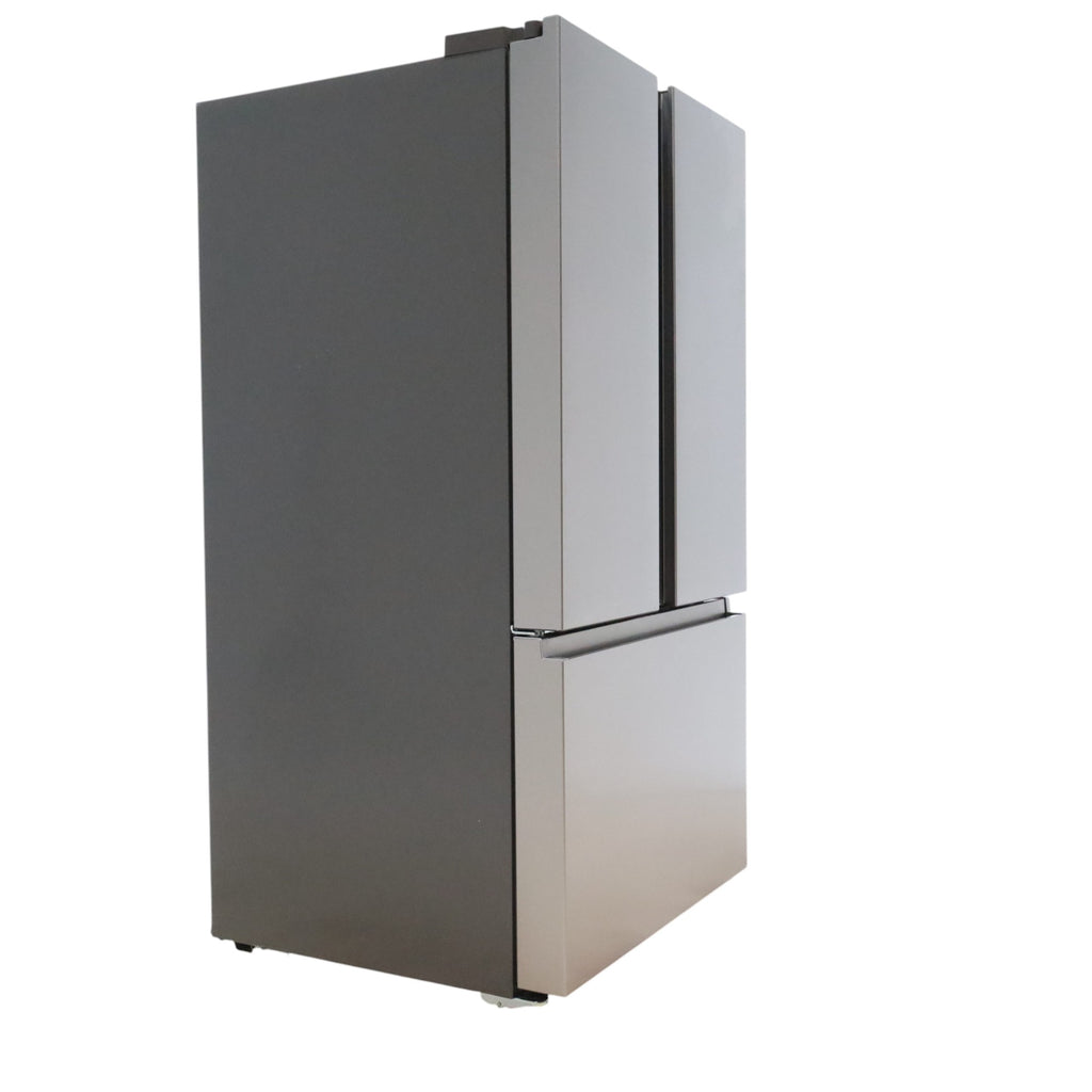 Pictures of Fingerprint Resistant Brushed Steel ENERGY STAR Hisense 26.6 cu. ft. 3 Door French Door Refrigerator with Icemaker and Internal Water Dispenser - Scratch & Dent - Minor - Neu Appliance Outlet - Discount Appliance Outlet in Austin, Tx