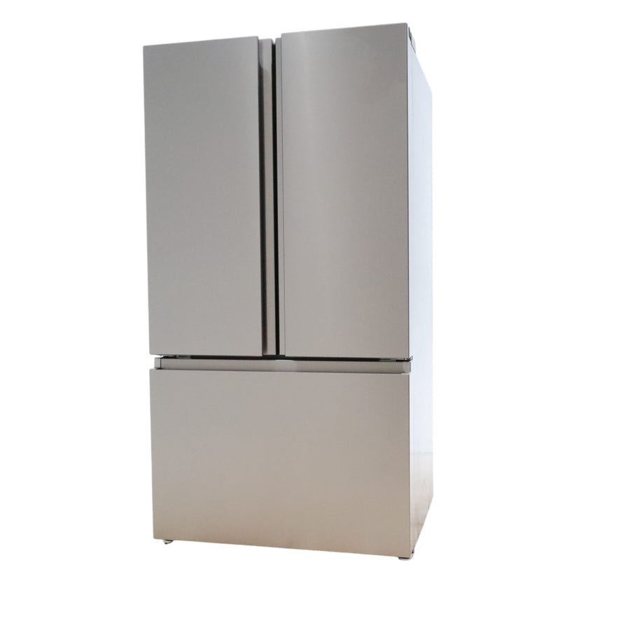 Fingerprint Resistant Brushed Steel ENERGY STAR Hisense 26.6 cu. ft. 3 Door French Door Refrigerator with Icemaker and Internal Water Dispenser - Scratch & Dent - Minor