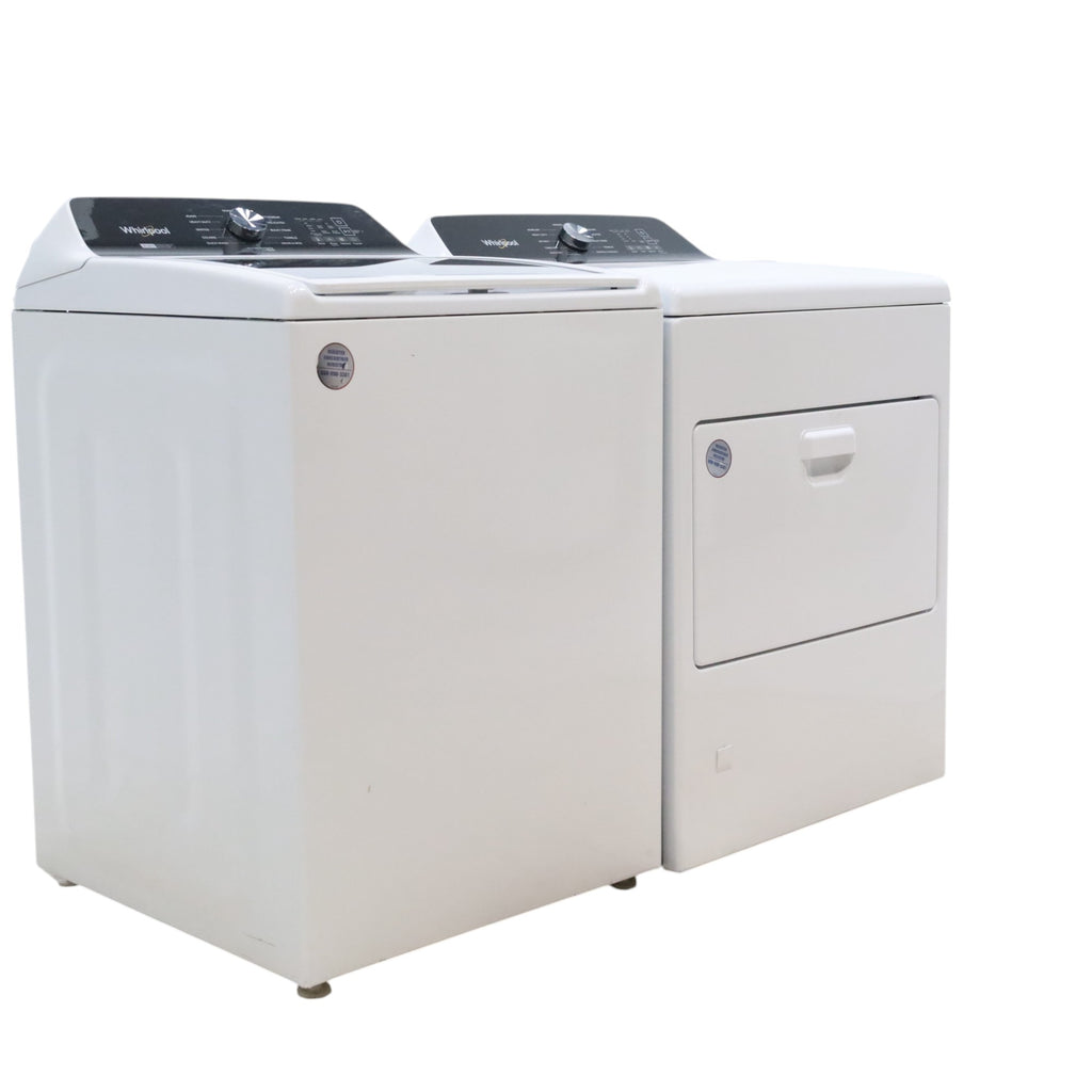 Pictures of Whirlpool 4.7–4.8 Cu. Ft. Top Load Washer with 2 in 1 Removable Agitator and Built-In Water Faucet and 7.0 Cu. Ft. Top Load Gas Moisture Sensing Dryer with Wrinkle Shield™ Option - Open Box - Neu Appliance Outlet - Discount Appliance Outlet in Austin, Tx