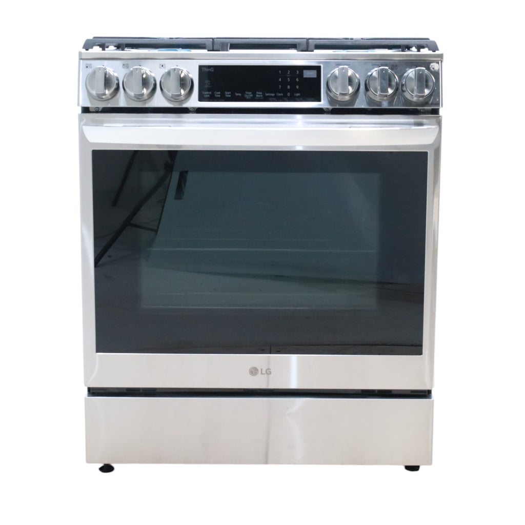 Pictures of LG Print Proof Stainless Steel 6.3 cu ft. Smart wi-fi Enabled ProBake Convection® InstaView® Gas Slide-In Range with Air Fry - Scratch & Dent - Minor - Neu Appliance Outlet - Discount Appliance Outlet in Austin, Tx