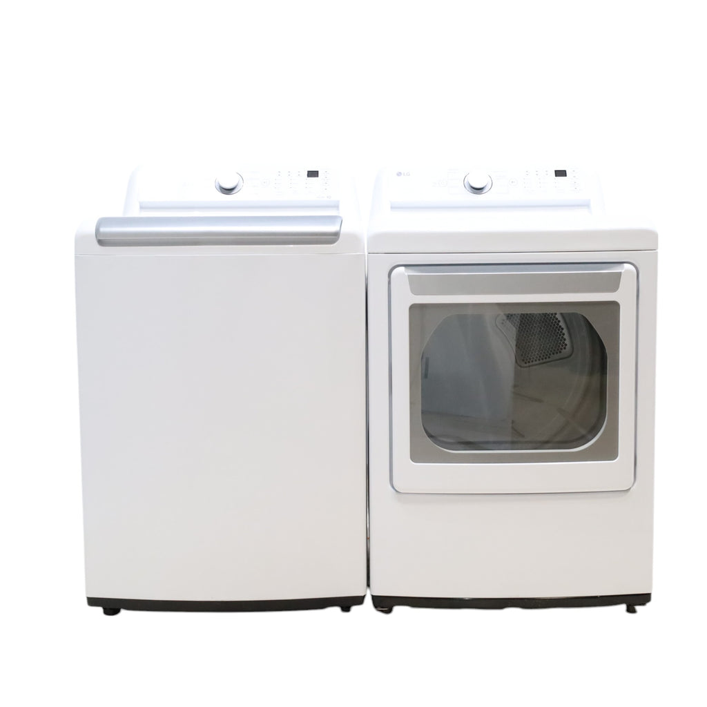 LG 5.0 cu. ft. Mega Capacity Top Load Washer with TurboDrum™ Technology and 7.3 cu. ft. Ultra Large Capacity Electric Dryer with Sensor Dry Technology - Scratch & Dent - Minor