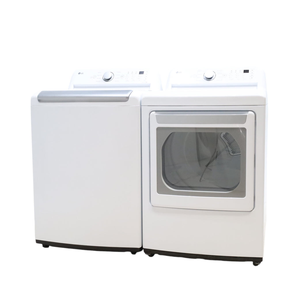 LG 5.0 cu. ft. Mega Capacity Top Load Washer with TurboDrum™ Technology and 7.3 cu. ft. Ultra Large Capacity Electric Dryer with Sensor Dry Technology - Scratch & Dent - Minor