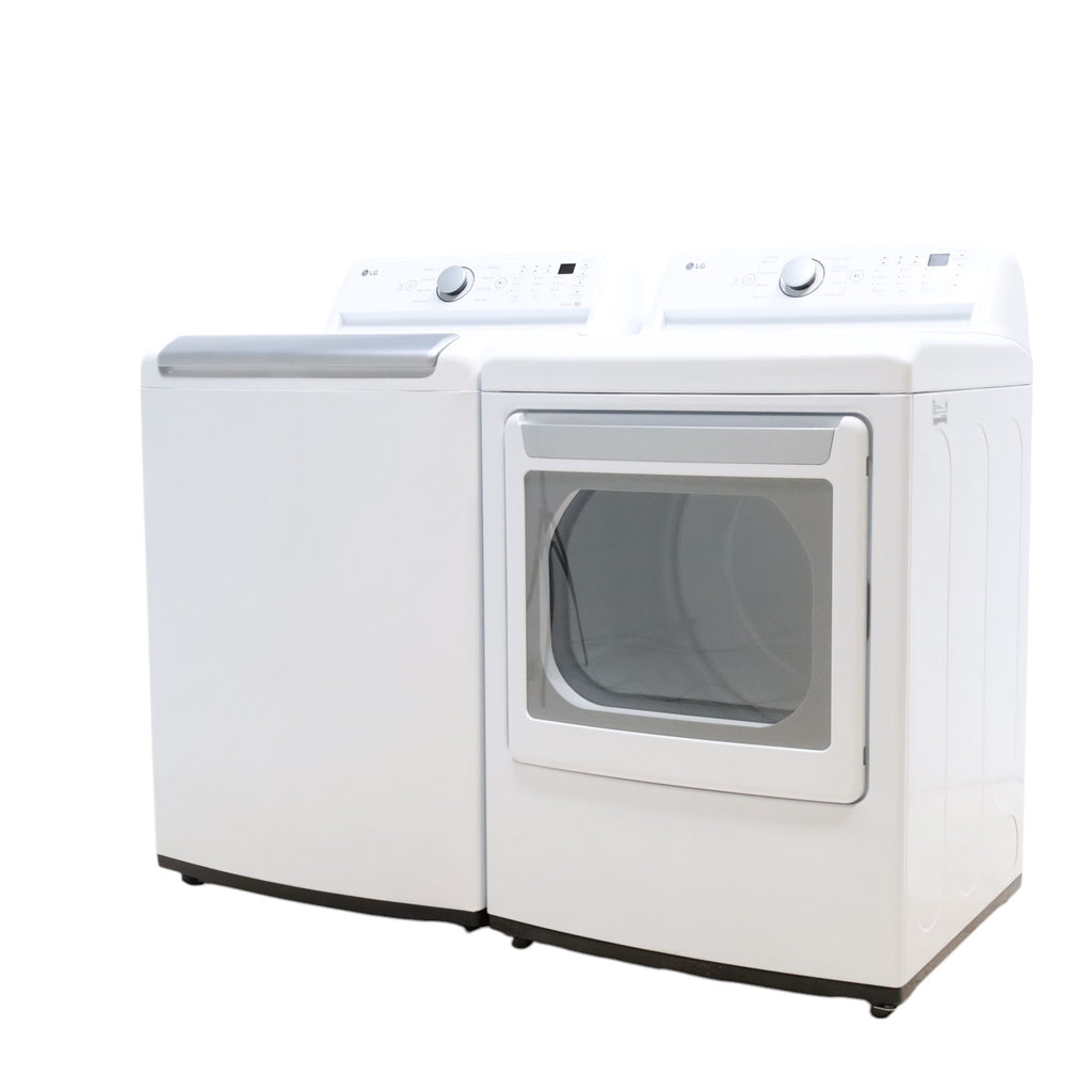 LG 5.0 cu. ft. Mega Capacity Top Load Washer with TurboDrum™ Technology and 7.3 cu. ft. Ultra Large Capacity Electric Dryer with Sensor Dry Technology - Scratch & Dent - Minor