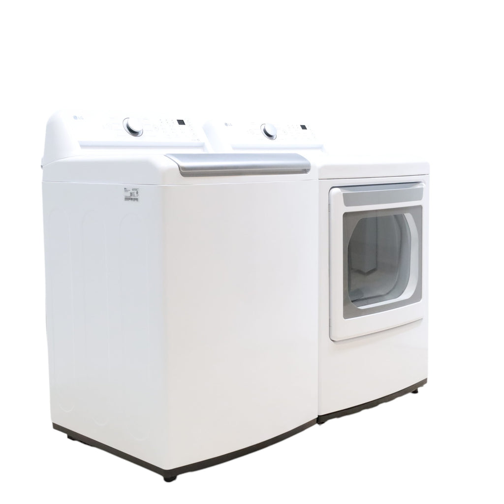 LG 5.0 cu. ft. Mega Capacity Top Load Washer with TurboDrum™ Technology and 7.3 cu. ft. Ultra Large Capacity Electric Dryer with Sensor Dry Technology - Scratch & Dent - Minor