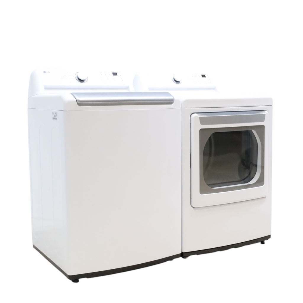 LG 5.0 cu. ft. Mega Capacity Top Load Washer with TurboDrum™ Technology and 7.3 cu. ft. Ultra Large Capacity Electric Dryer with Sensor Dry Technology - Scratch & Dent - Minor