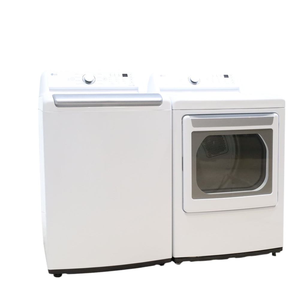 LG 5.0 cu. ft. Mega Capacity Top Load Washer with TurboDrum™ Technology and 7.3 cu. ft. Ultra Large Capacity Electric Dryer with Sensor Dry Technology - Scratch & Dent - Minor