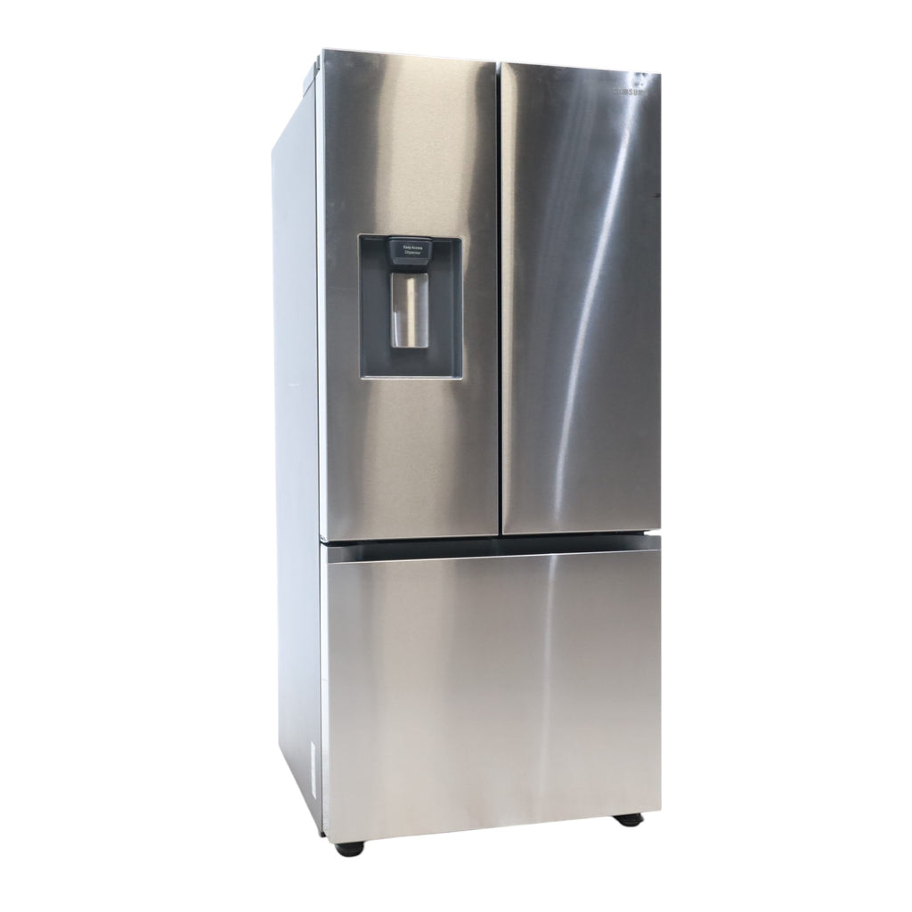 Pictures of 30 in. Fingerprint Resistant Stainless Steel ENERGY STAR Samsung 22 cu. ft. 3 Door French Door Refrigerator with Exterior Water and Ice Dispenser - Scratch & Dent - Minor - Neu Appliance Outlet - Discount Appliance Outlet in Austin, Tx