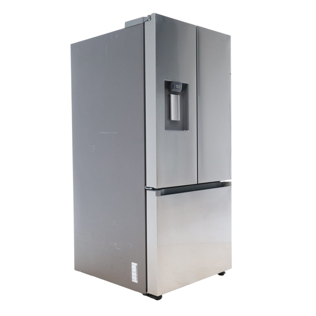 Pictures of 30 in. Fingerprint Resistant Stainless Steel ENERGY STAR Samsung 22 cu. ft. 3 Door French Door Refrigerator with Exterior Water and Ice Dispenser - Scratch & Dent - Minor - Neu Appliance Outlet - Discount Appliance Outlet in Austin, Tx