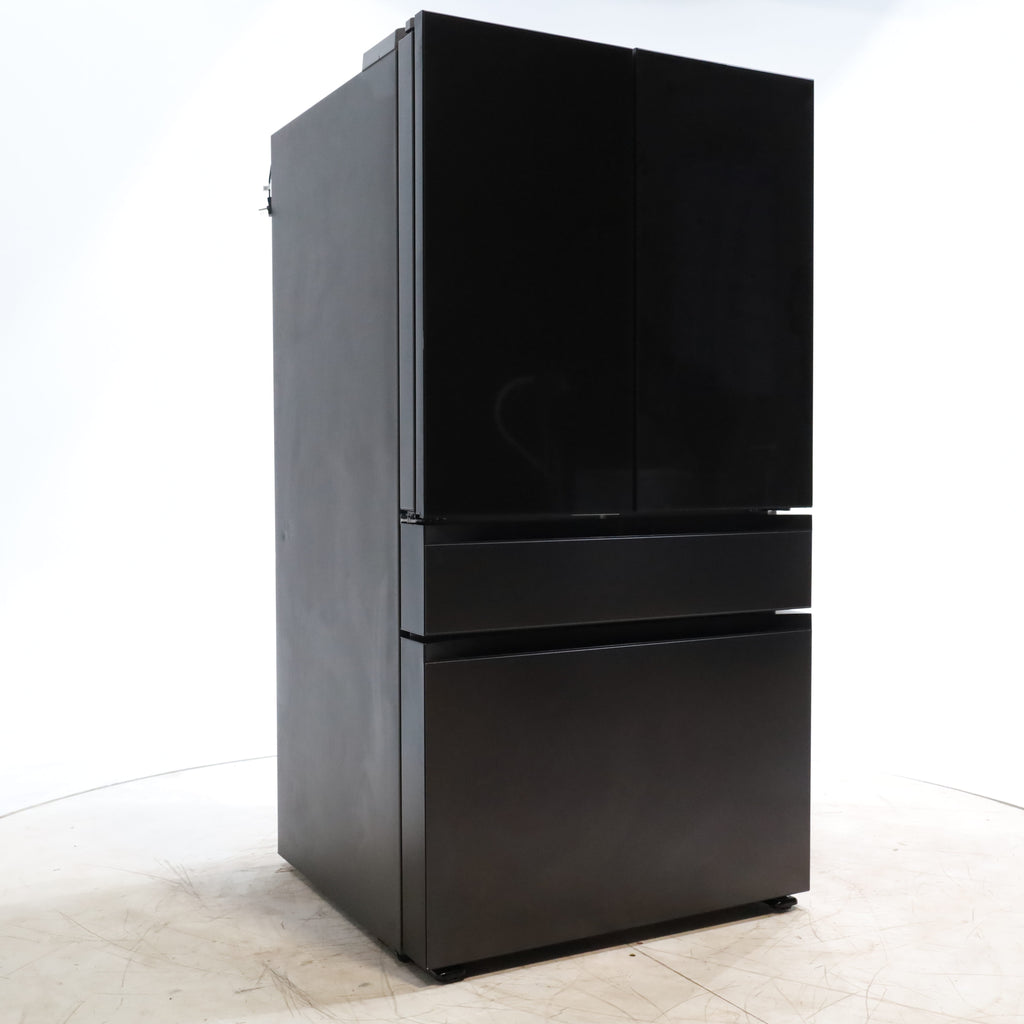 Pictures of Samsung Bespoke 4-Door French Door Refrigerator (29 cu. ft.) – with Top Left and Family Hub™ Panel in Charcoal Glass - and Matte Black Steel Middle and Bottom Door Panels - Open Box - Neu Appliance Outlet - Discount Appliance Outlet in Austin, Tx