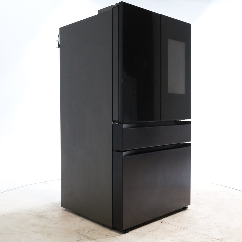 Pictures of Samsung Bespoke 4-Door French Door Refrigerator (29 cu. ft.) – with Top Left and Family Hub™ Panel in Charcoal Glass - and Matte Black Steel Middle and Bottom Door Panels - Open Box - Neu Appliance Outlet - Discount Appliance Outlet in Austin, Tx