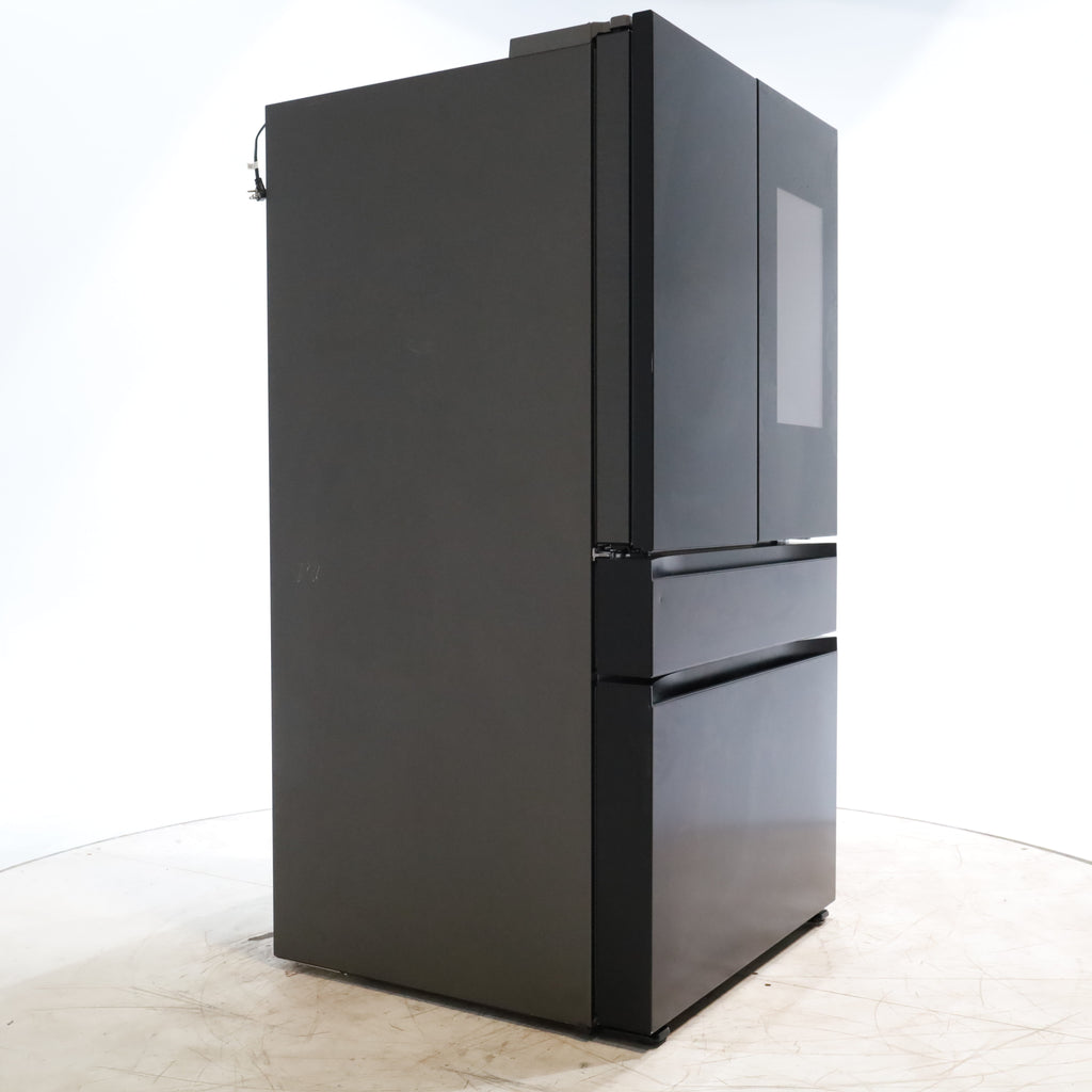 Pictures of Samsung Bespoke 4-Door French Door Refrigerator (29 cu. ft.) – with Top Left and Family Hub™ Panel in Charcoal Glass - and Matte Black Steel Middle and Bottom Door Panels - Open Box - Neu Appliance Outlet - Discount Appliance Outlet in Austin, Tx